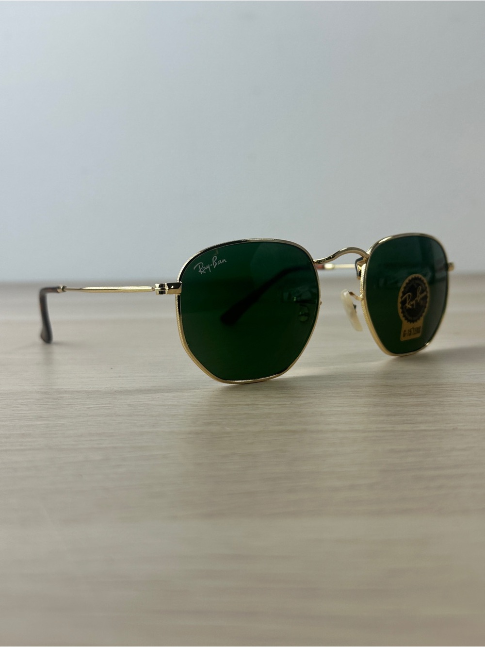 Ray-Ban RB3548N Hexagonal Flat Arista Gold/Green Lenses
